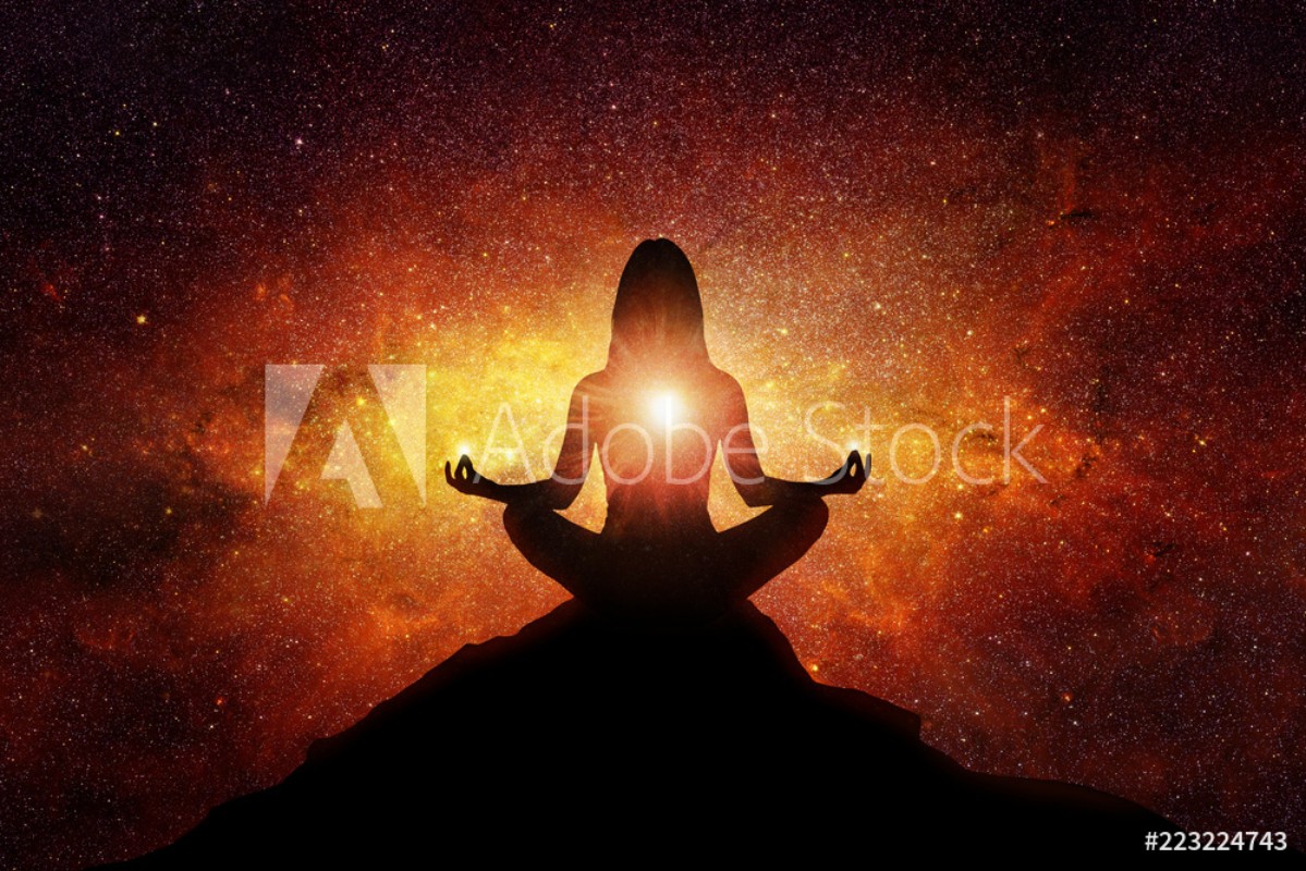 Image de Silhouette of woman with universe background